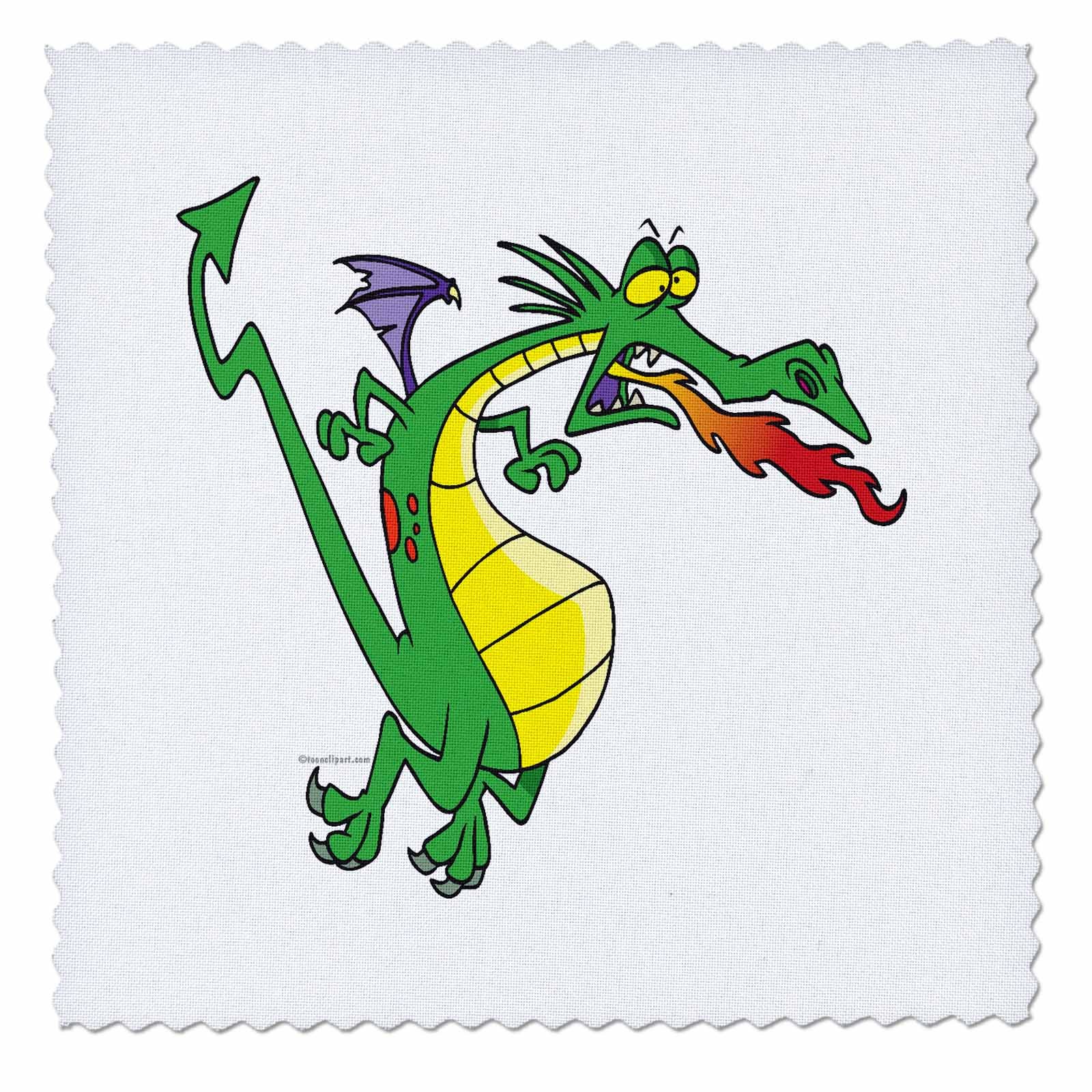 Amazon.com: 3dRose qs_103947_1 Cute Silly Firebreathing Dragon Cartoon  Character-Quilt Square, 10 by 10-Inch