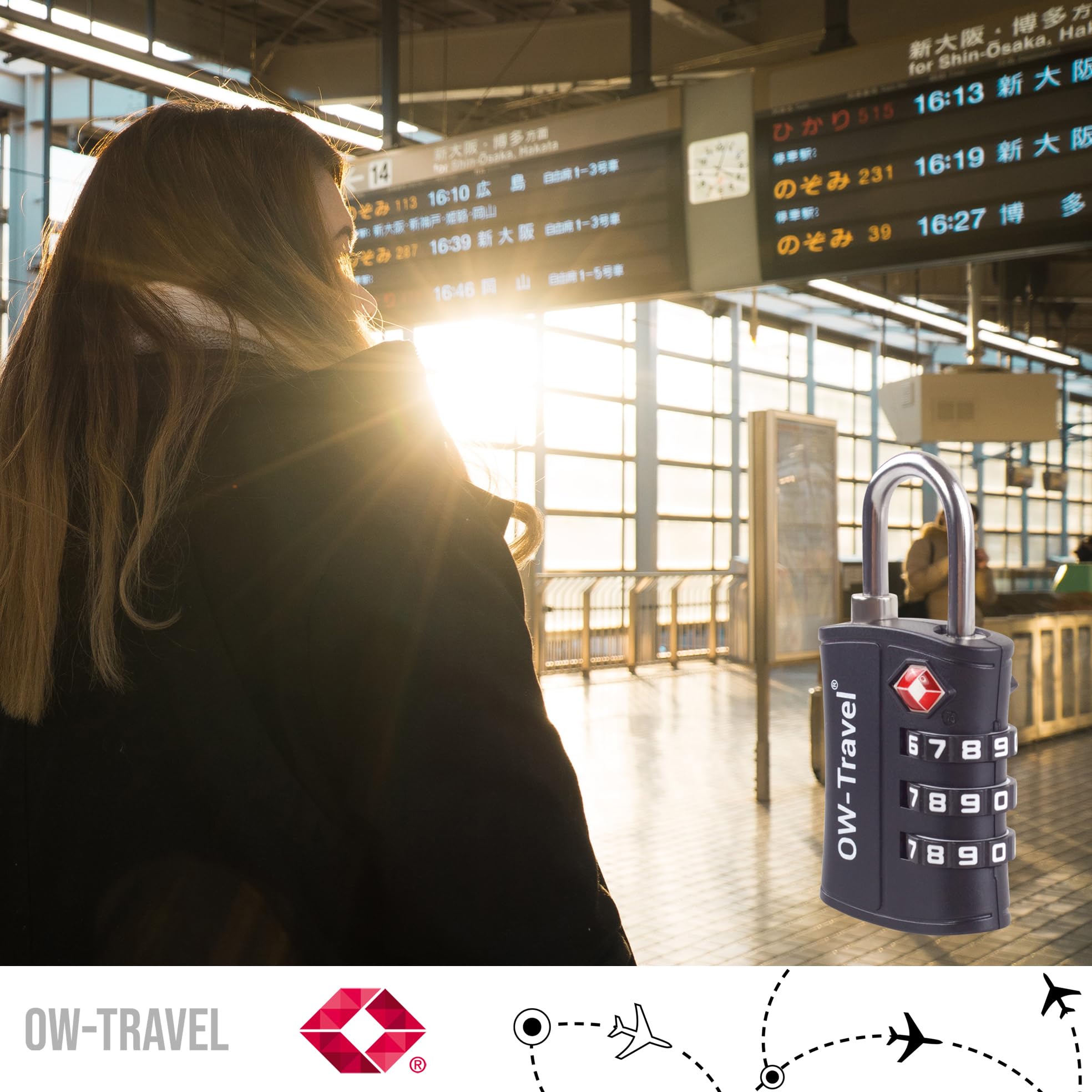 OW-Travel Zamki do Walizek (Zestaw 1 Czarnych) Kłódka TSa z Plastiku ABS z Szyfrem. TSA Combination Lock 3 Cyfrowe Kłódki Walizkowe. Zamek Szyfrowy Do Walizki Plecak Bagaż Szafek na Siłownię