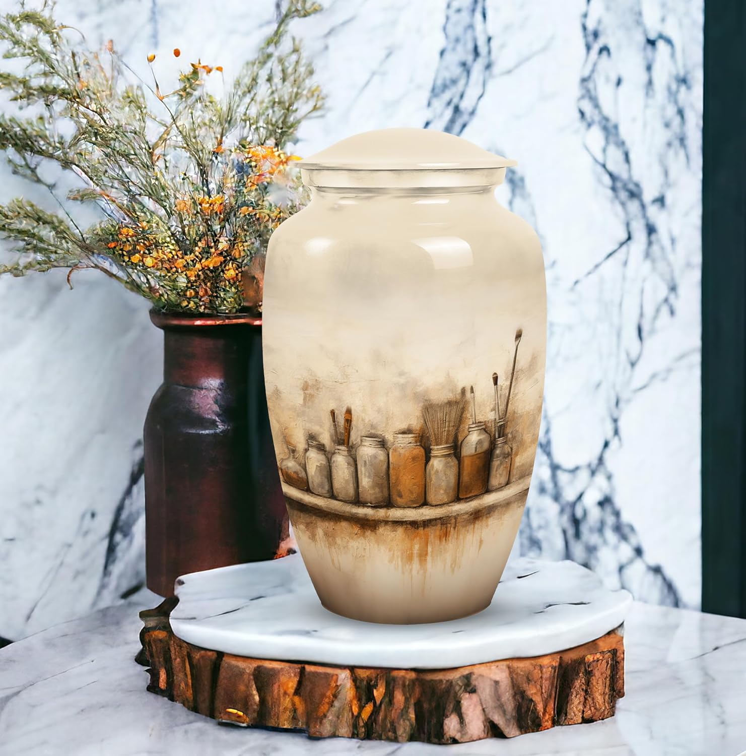 Painter's Life Medium Urns for Human Ashes, Engravable Urns for Human Ashes, Personalized Urns, Cremation Urns Adult, Ashes Box Large 10" Ash Holder