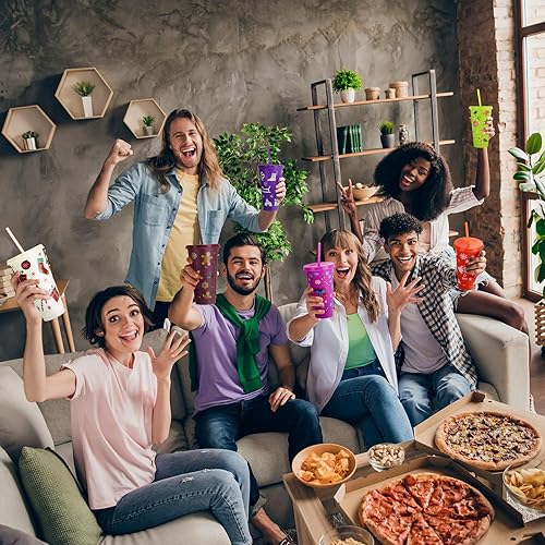 Miniatura 6 de Vaso de Navidad de 24 onzas con popote y tapa, regalos de Navidad a granel, vasos de plástico reutilizables, botella de agua, taza de viaje para
