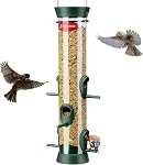 Kingsyard 6 Ports Tube Bird Feeder for Outdoors Hanging, Removable Base and Perch, Easy to Clean & Refill, Premium Hard Plastic, Attracting for Finches Cardinals Bluebirds (Black)