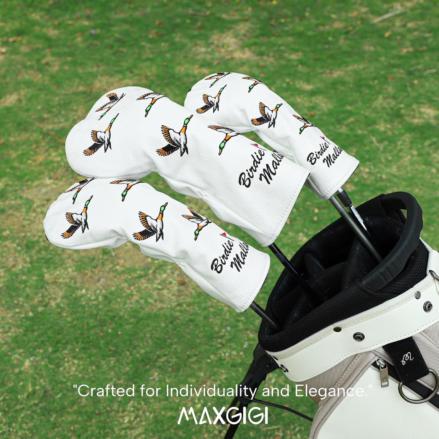 Golf Head Covers, Leather Driver Headcover, Fairway Wood Cover, Hybrid Head Covers – Advanced Embroidery Golf Club Head Covers for Men Women Mallard Golf Headcovers