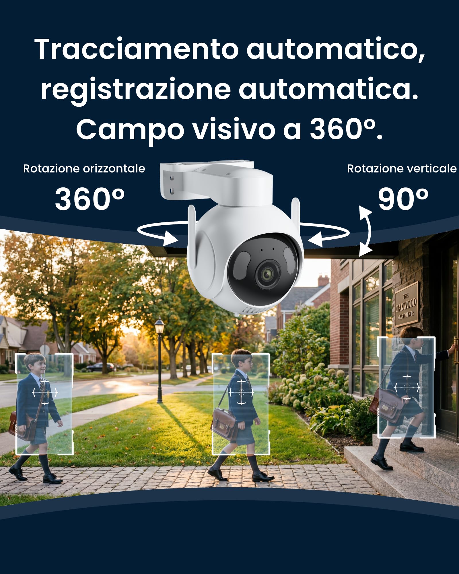 SwitchBot 3K Telecamera Da Esterno Wifi, Ricerca Video IA, Avvisi Scena e Report Giornalieri Attività, PTZ Tracciamento 360°, Wi-Fi 2,4 Ghz, Compatibile Alexa, Google Home e Home Assistant Via RTSP
