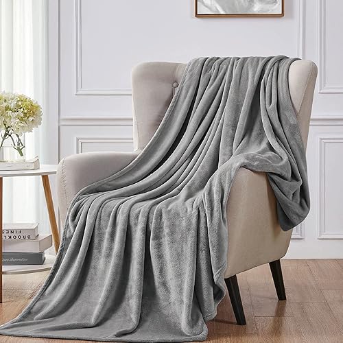 Miniatura 6 de Walensee Manta de vellón de felpa, ligera (tamaño California King, 108 x 102 gris), manta de franela de microfibra súper suave tamaño California