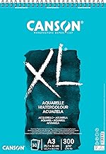 Canson XL, Watercolor Paper, Cold Pressed, 300 g, Spiral on Short Side, A3-29.7x42 cm, White, 30 Sheets