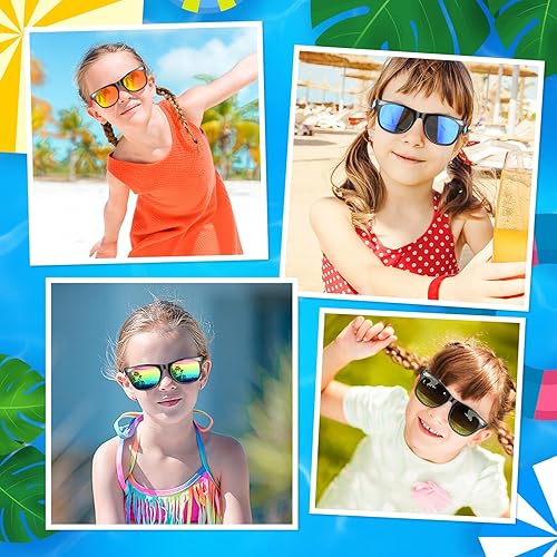 Miniatura 5 de Paquete de 12 lentes de sol para niños, regalos de fiesta, lentes de sol de neón para niños a granel con protección UV400 para niños, niños y niñas,