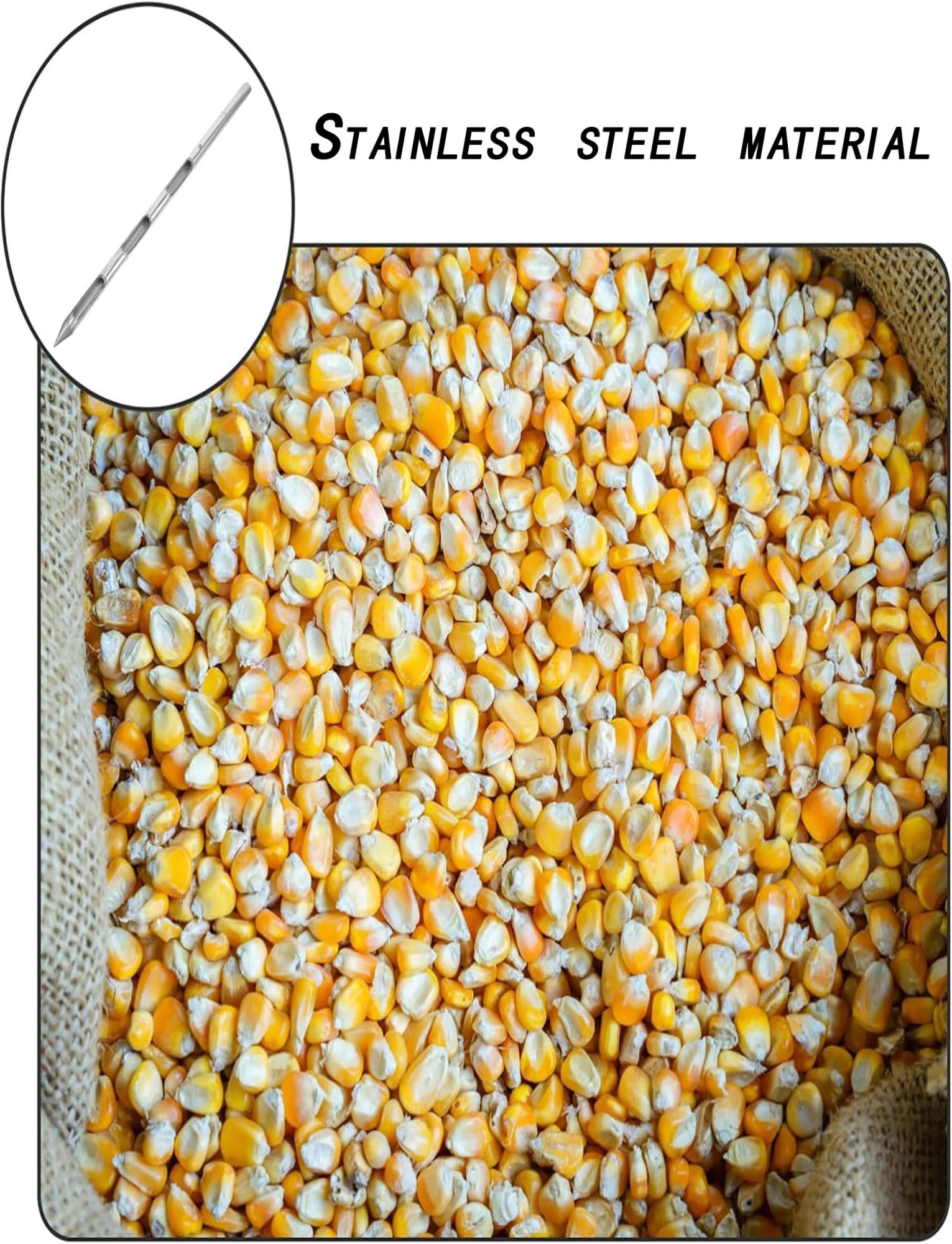 Sonde d'échantillonnage de Grains, Sonde d'échantillonnage de Grains en Acier Inoxydable for blé, Riz, maïs, Poudre métallique, Paquet de 5 Tailles 50-150 cm(50cm/1.6ft)