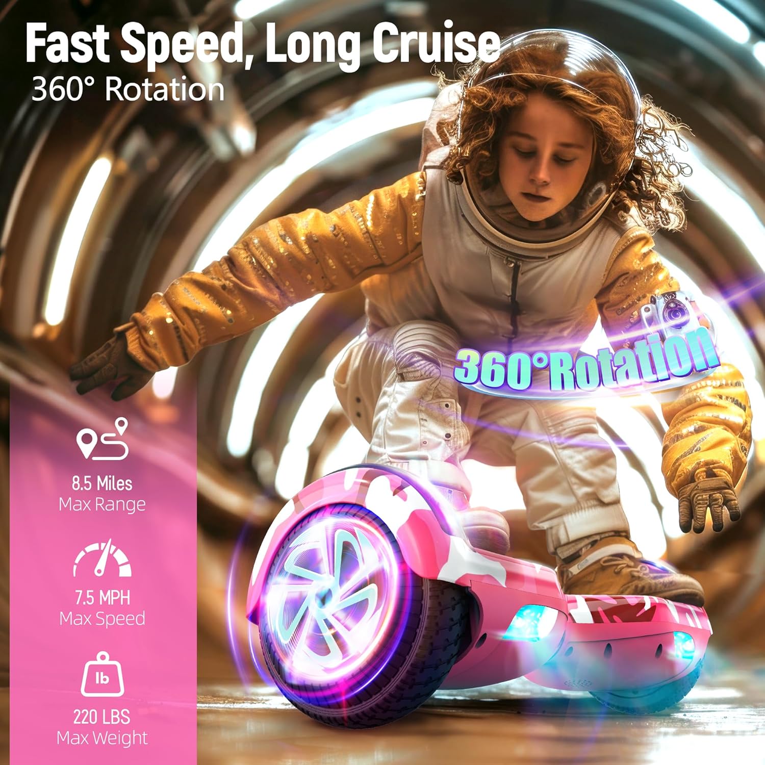 LIEAGLE Hoverboard, 6.5" Self Balancing Scooter Hover Board with Bluetooth Wheels LED Lights for Kids Adults