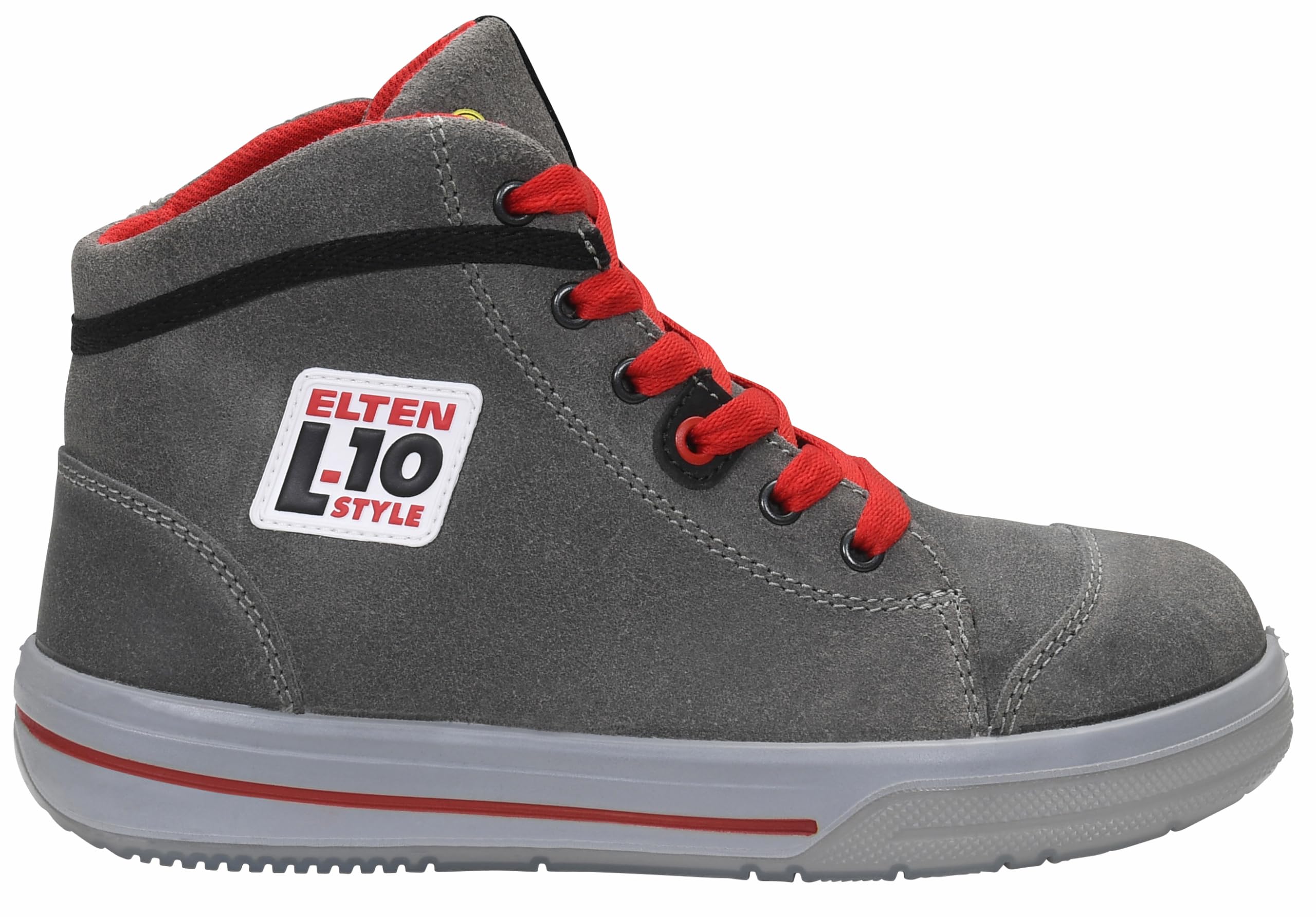 ELTEN Uniseks Elten Sicherheitsschuhe Vintage Mid Esd S3, Herren, Sportlich, Sneaker, Leicht, Grau/Rot, Stahlkappebuty ochronne