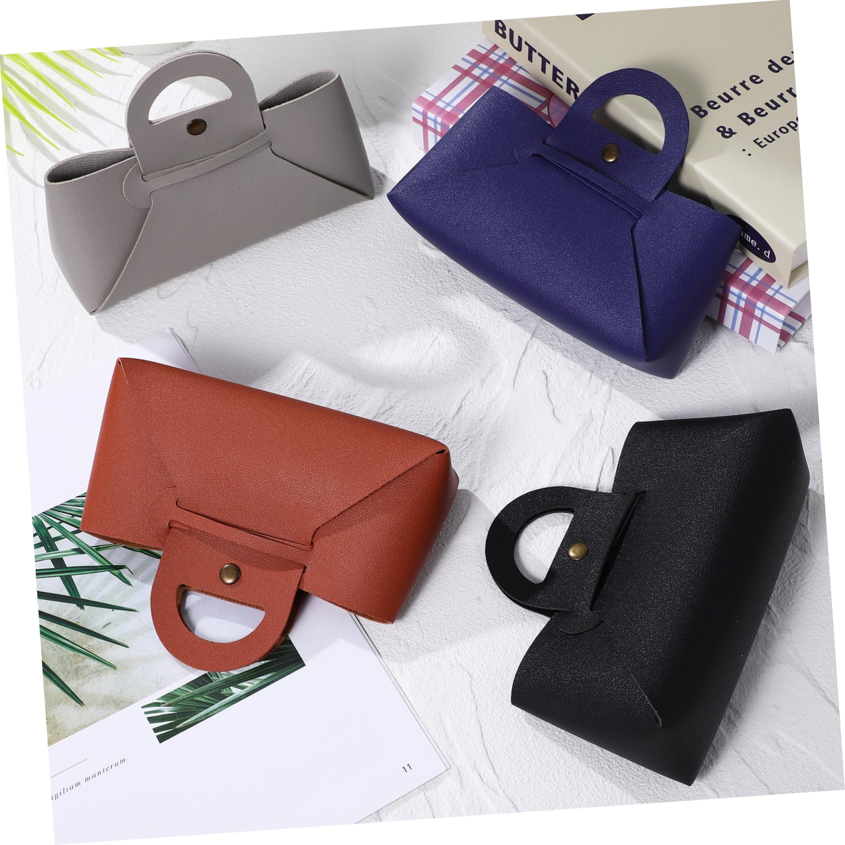 VALICLUD Set da 4 Custodie Occhiali in Pelle Pu con Chiusura a Bottone, Organizer per Occhiali da Sole Portatile per Feste Estive, Attività All'aperto e Viaggio