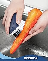 Vista 5 de Cepillo para limpiar papas y verduras, cepillo de cocina autónomo para limpieza de frutas y verduras, color azul marino, paquete de 2