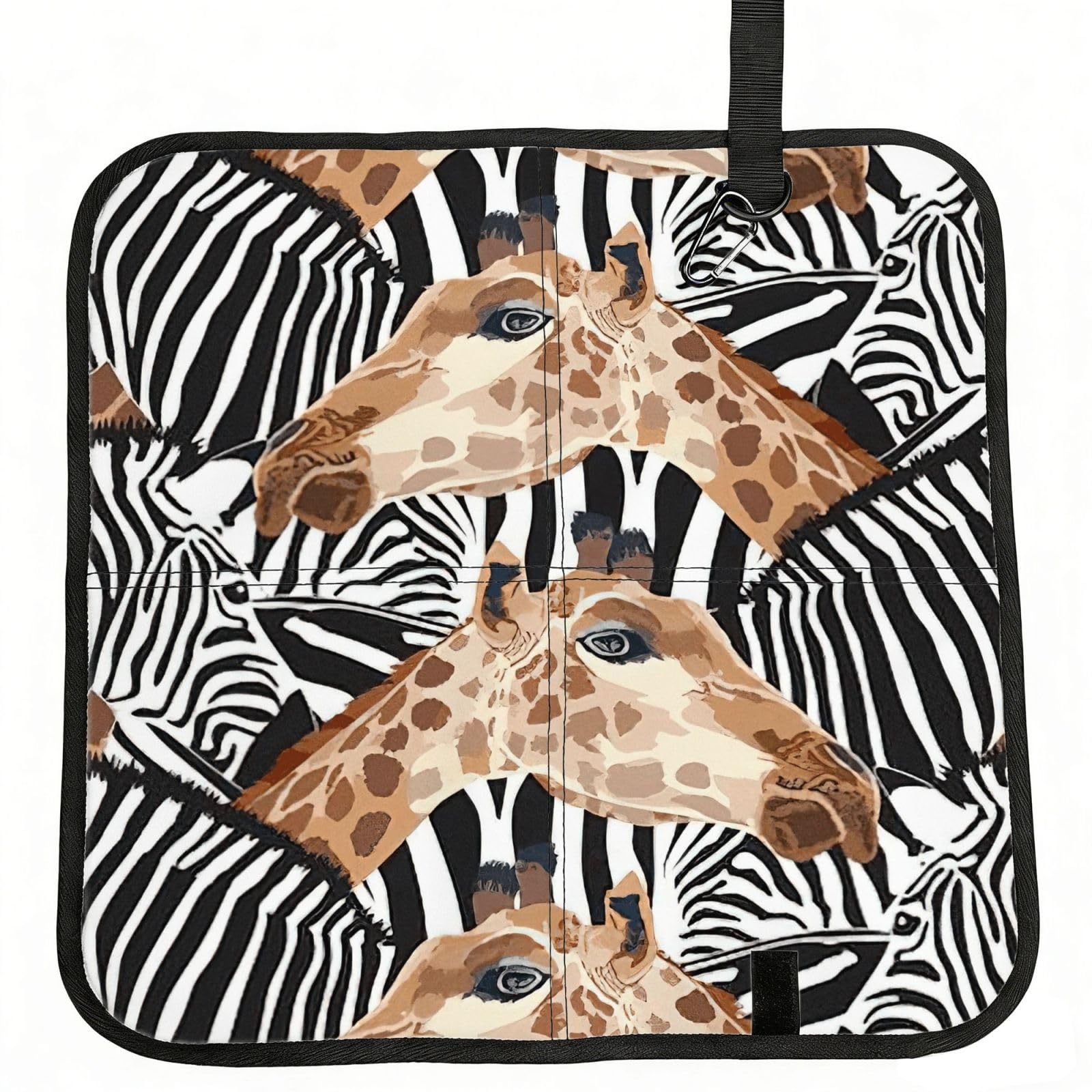 AYYQWE Zebra And Giraffe Print Foldable Seat Cushion Portable Chair Pad Office Commuting Picnic Camping Outdoor