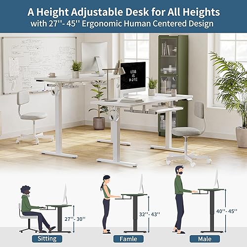 Miniatura 8 de BANTI Escritorio de pie de 55 x 24 pulgadas, altura ajustable con bandeja para teclado, escritorio elevador, escritorio de pie para oficina en casa