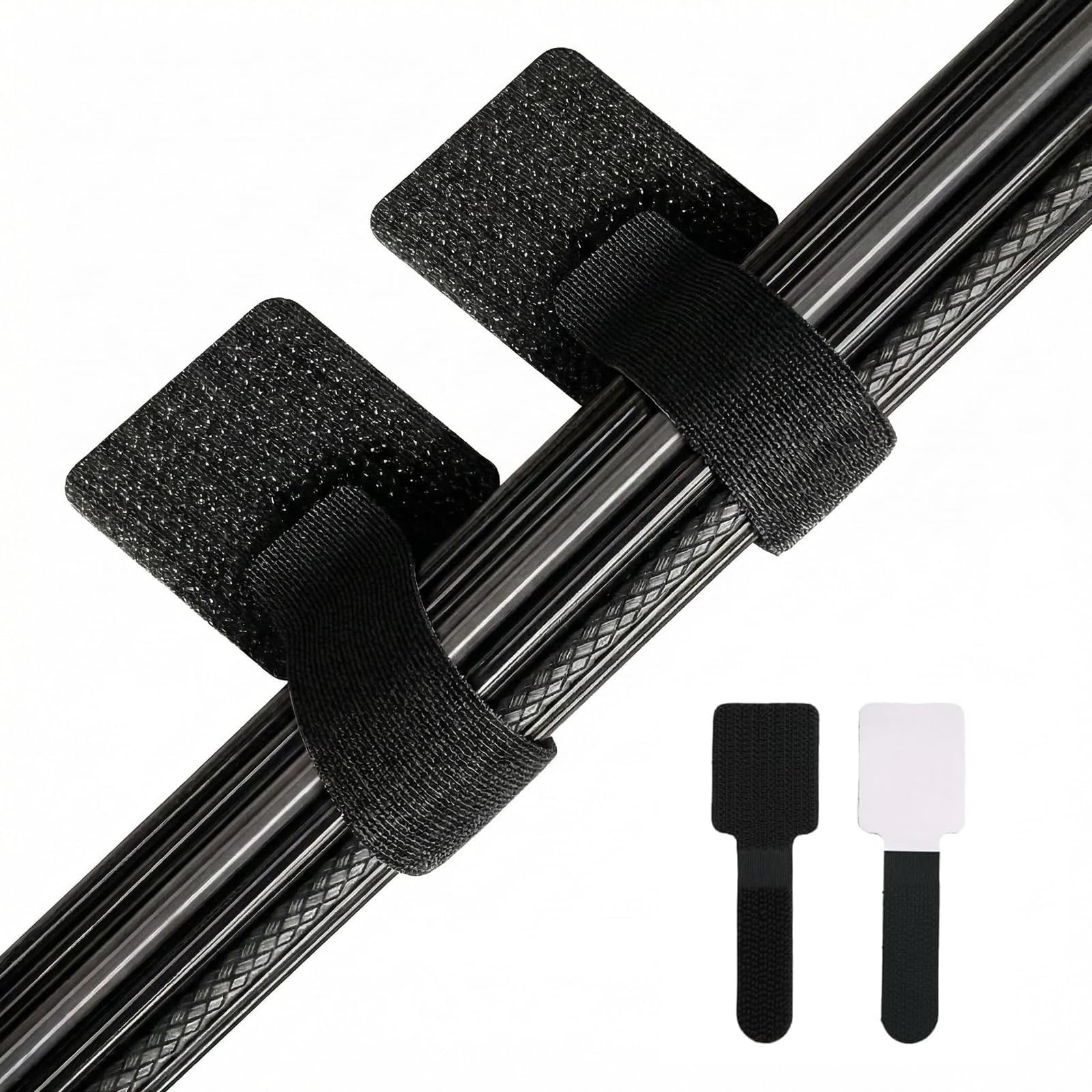 – 50 PCS Under Desk Cable Management, Self-Adhesive Cable Ties, Adjustable Loop Cable Ties for Wire Organisation, No-Drill Cable Tidy for PC TV Router Desk Home Office (Black)