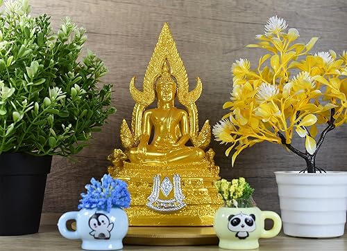 Miniatura 2 de BUDDHO Chinnaraj Thai Buddha Statue for Home Decor 8 h Gold Buddha Sculpture Small Gift Office Gift Office Decor Figurines Meditation Altar Sculpture
