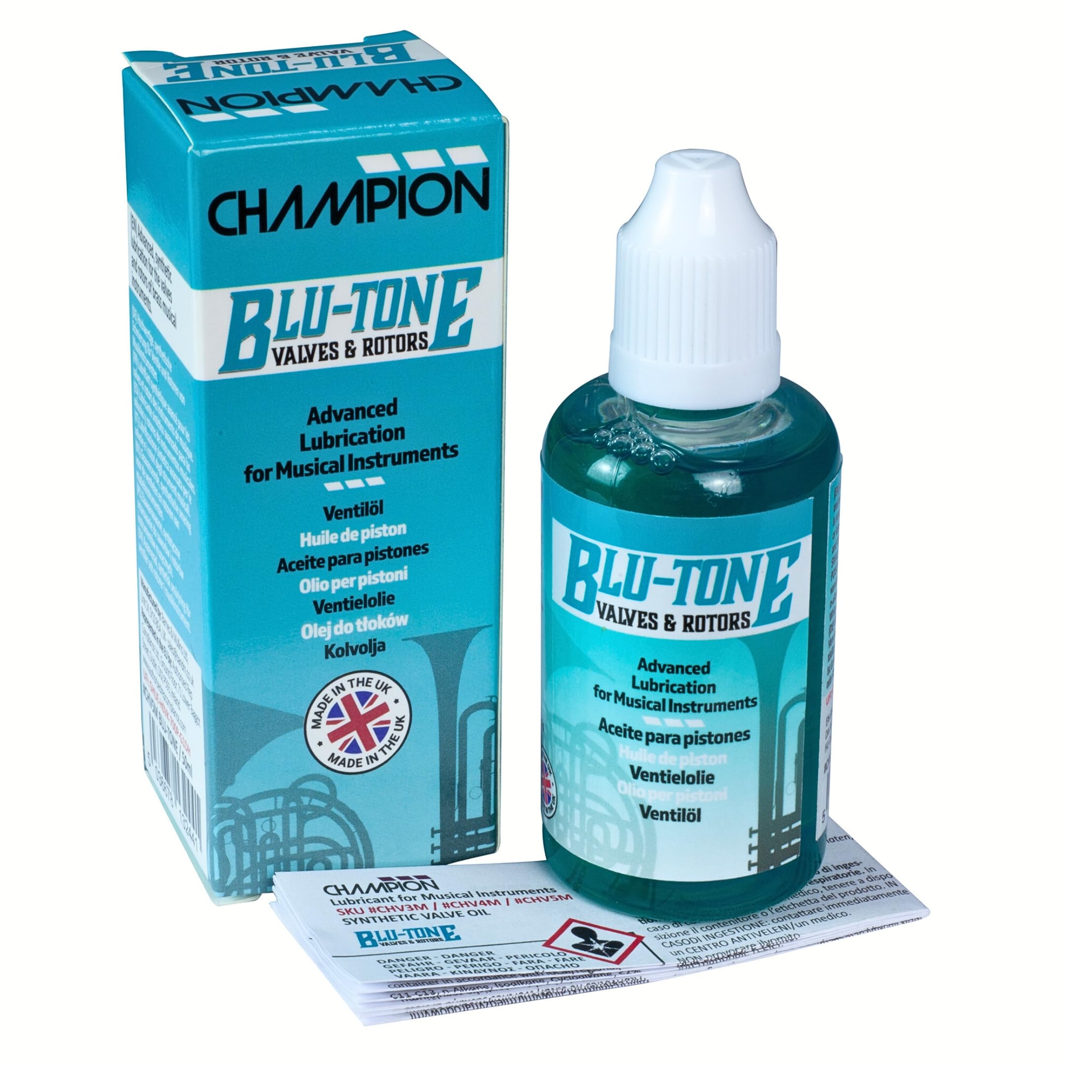 Champion Blu-Tone Premium Valve Oil, Fast-Acting Valve Lubricant for Trumpets Cornets, Horns and all Brass Instruments