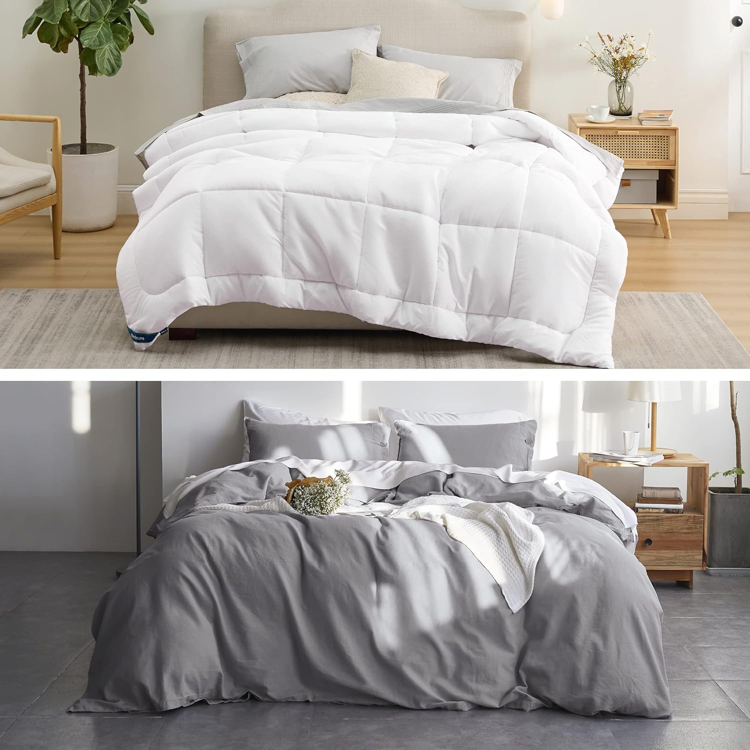Bedsure California King White Comforter Duvet Insert Bundle