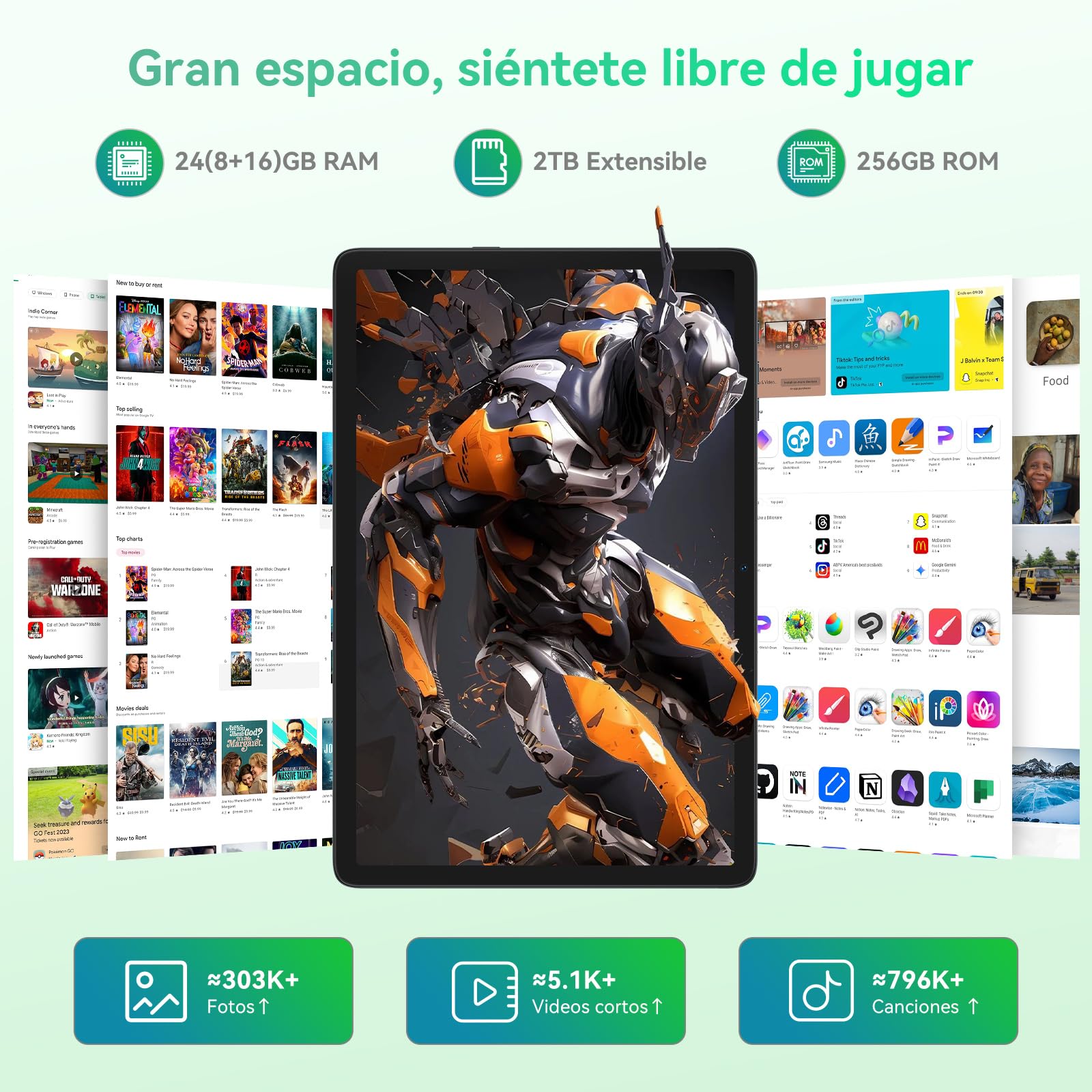 BESTTAB T20 Tableta 10 Pulgadas Android 15 con Teclado, 24 GB RAM + 256 GB ROM(2TB TF), Batería 5000 mAh, 10W, Ocho Núcleos, Widevine L1, WiFi 5G/GMS, Tablet con Lápiz, Ratón y Funda
