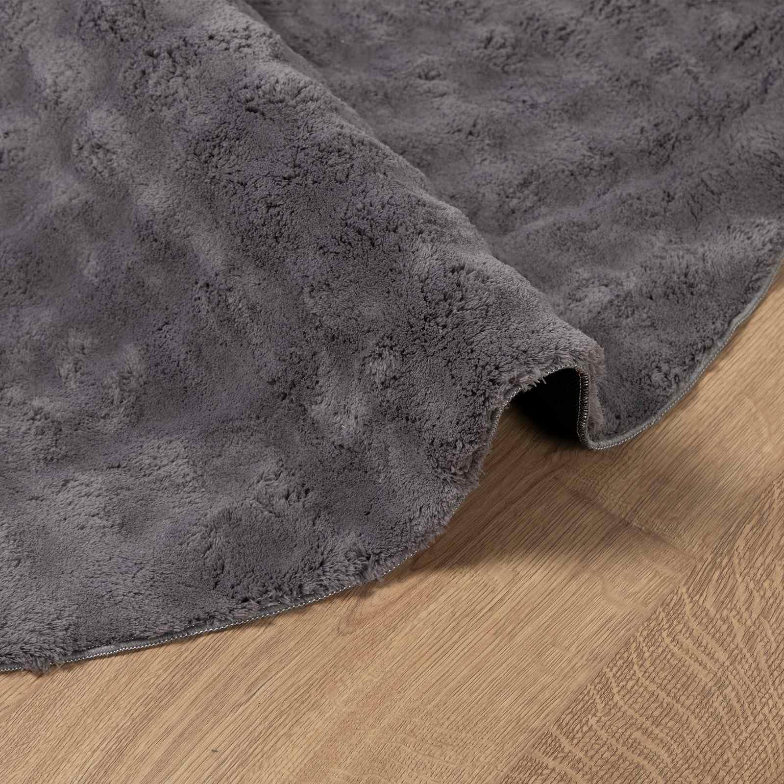 Tappeto rotondo Sirolo, 120 cm, in poliestere facile da pulire, con retro antiscivolo, per soggiorno, camera da letto, cucina e terrazza coperta, colore: antracite