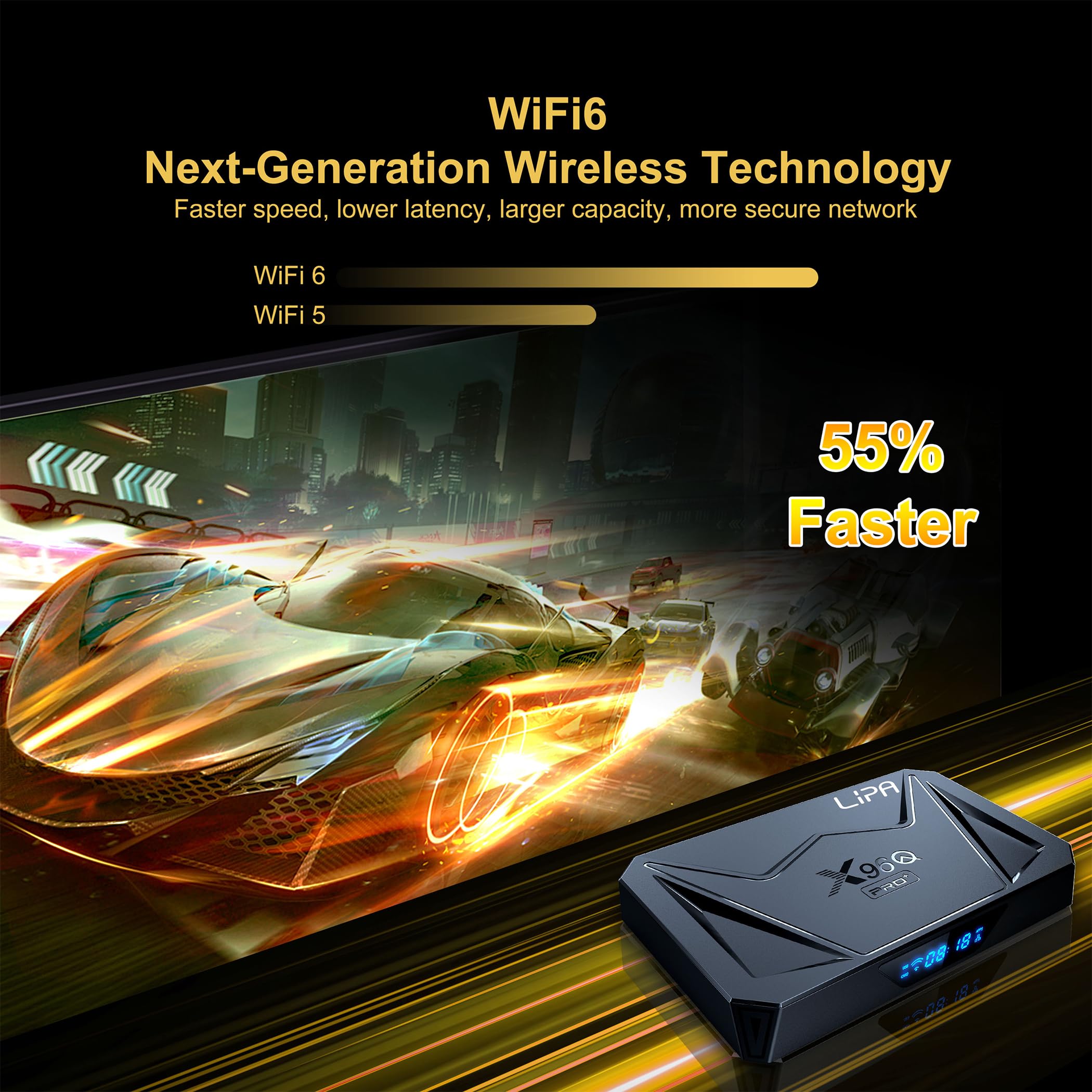 Lipa X96Q Android TV Box 4 GB/64 GB Android 14 – odtwarzacz multimedialny – streamer multimedialny – Android TV Box – 1000 Mbit/s LAN i Wi-Fi – dekoder 8K – aplikacje za pośrednictwem Play Store i
