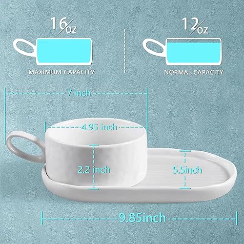 Miniatura 3 de Juego de 6 platos refinados de aperitivo entrecruzados y platos de cerámica para sopa y sándwich