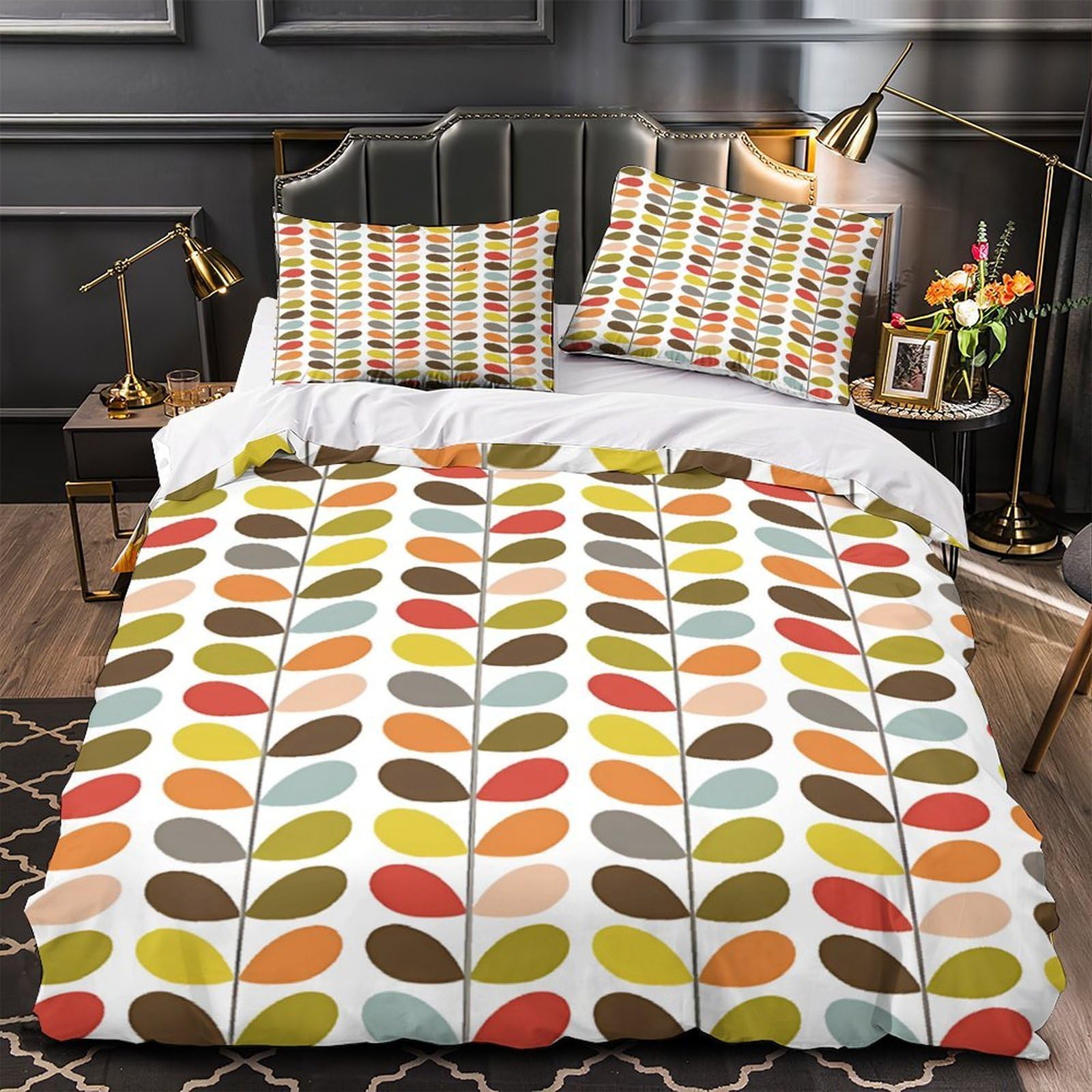 Parure de lit 260x220cm style jardin vintage pour chambre fille et ado
