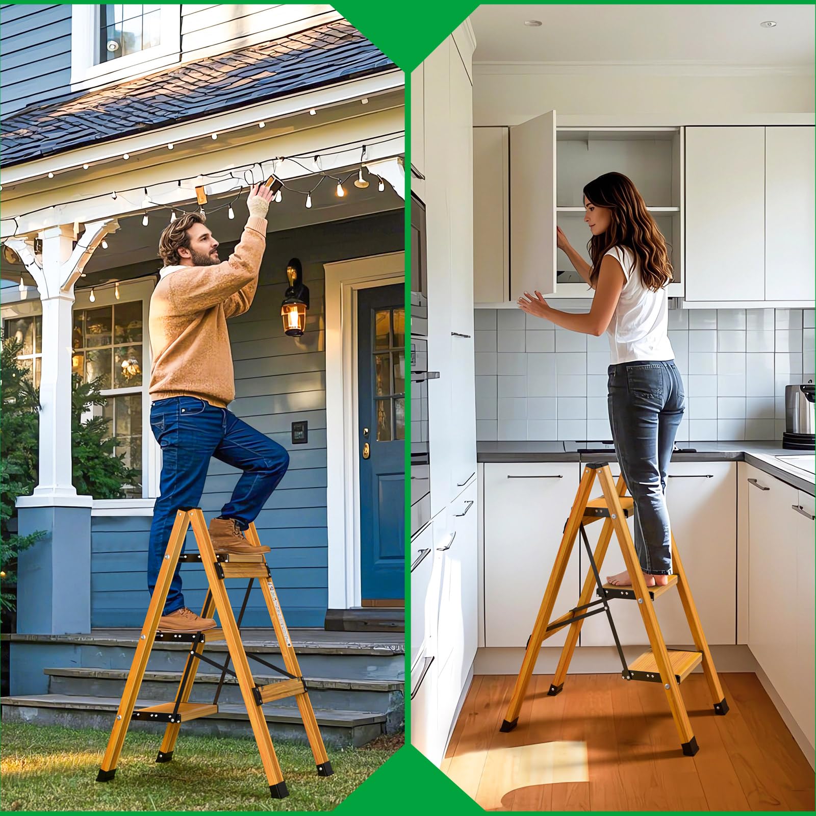 KULACO Trapladder, 3 treden, inklapbaar, aluminium, draagbare