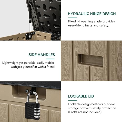 Miniatura 7 de YITAHOME Caja grande de 90 galones, cajas de almacenamiento de resina de doble pared para exteriores, almacenamiento de cubierta para muebles de