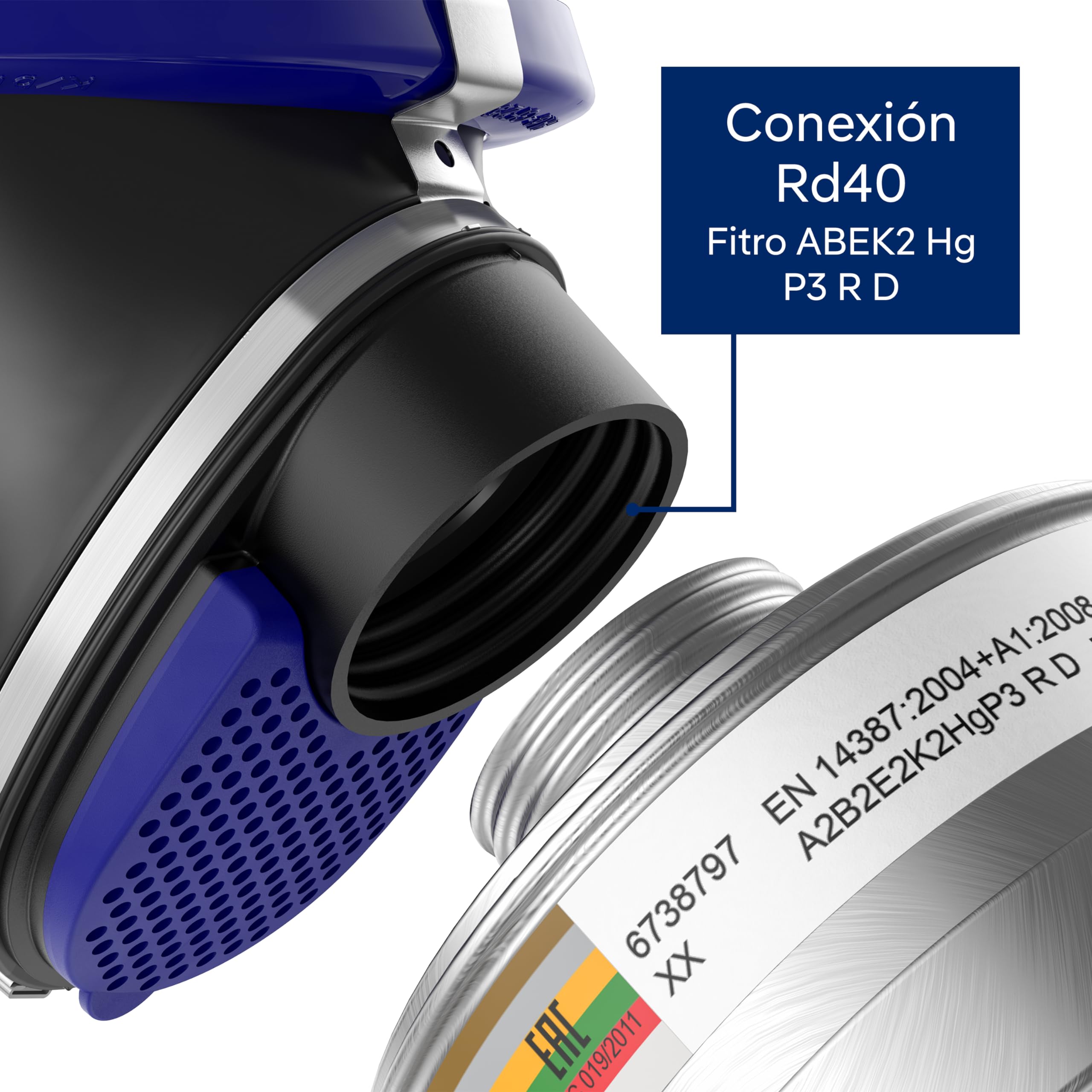 Dräger X-plore 6300 - Máscara de protección completa con filtro A2B2E2K2 HG P3 R D de rosca Rd40, máscara de gas para trabajos químicos y construcción