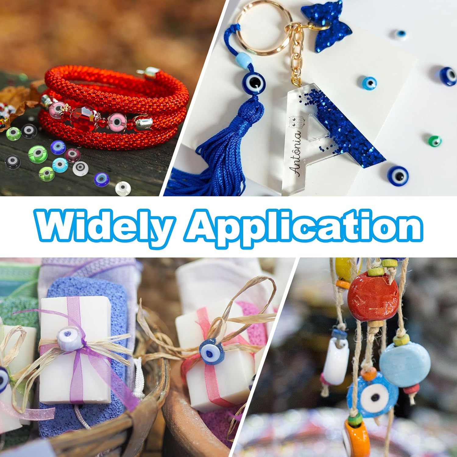 PATIKIL 8mm Flat Evil Eye Beads, 100 Pcs Turkish Evil Eye Charm Round Shape Spacer Beads Pendant Connector for DIY Art Craft Bracelet Necklace Earrings Making, Red - Image 6