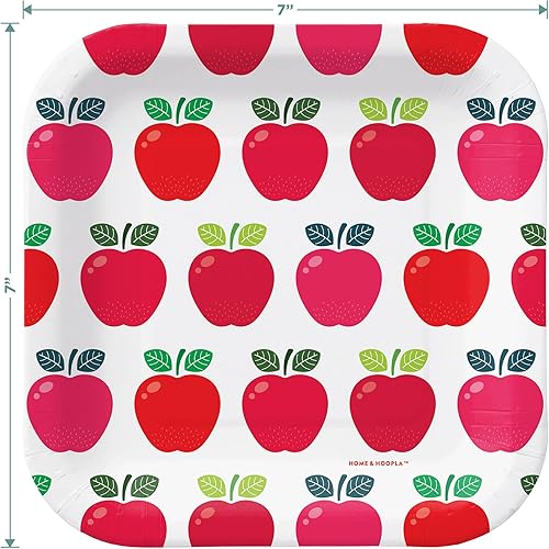 Miniatura 9 de Apple Party Mix - Platos cuadrados de postre de papel, platos de aperitivo en forma de manzana y servilletas para bebidas (32 platos y 32
