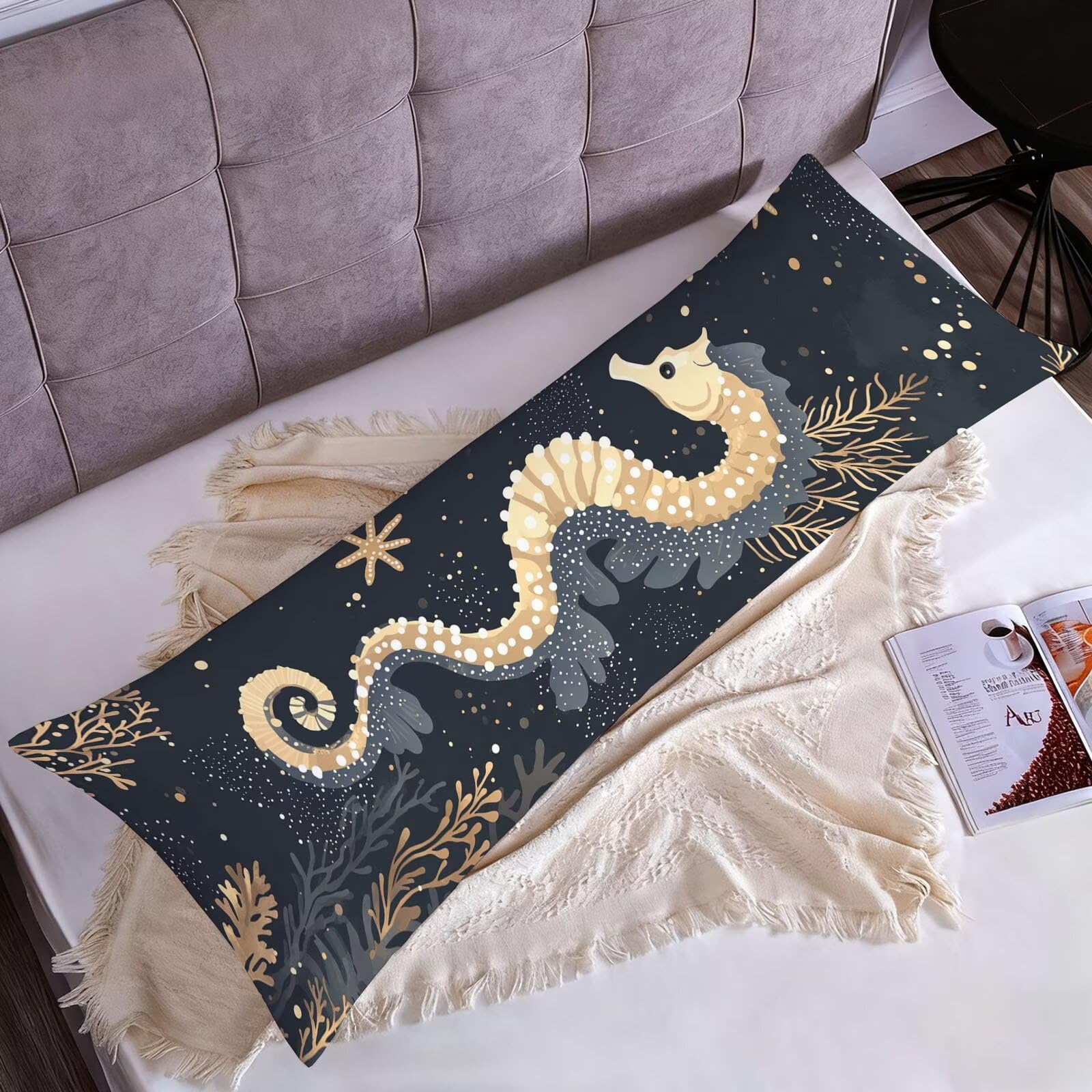 Poszewki na poduszki do łóżka 60 x 180 cm poszewki na poduszki granatowe poszewki na poduszki łóżko brązowy aksamit poszewka na poduszkę na sofę, miękka i oddychająca dwustronna poszewka na poduszkę z