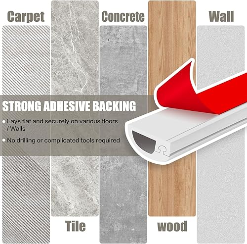 Miniatura 5 de Cubierta de pared para cable, 39 pulgadas, autoadhesivas, para cables en la pared, cable de extensión para piso, TV montada, cavidad del hogar y