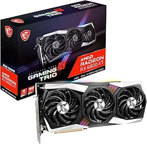 MSI Gaming Radeon RX 6800 XT 16GB GDRR6 256-Bit HDMI/DP 2285 MHz RDNA 2 Architecture OC Graphics Card (RX 6800 XT Gaming X Trio 16G)