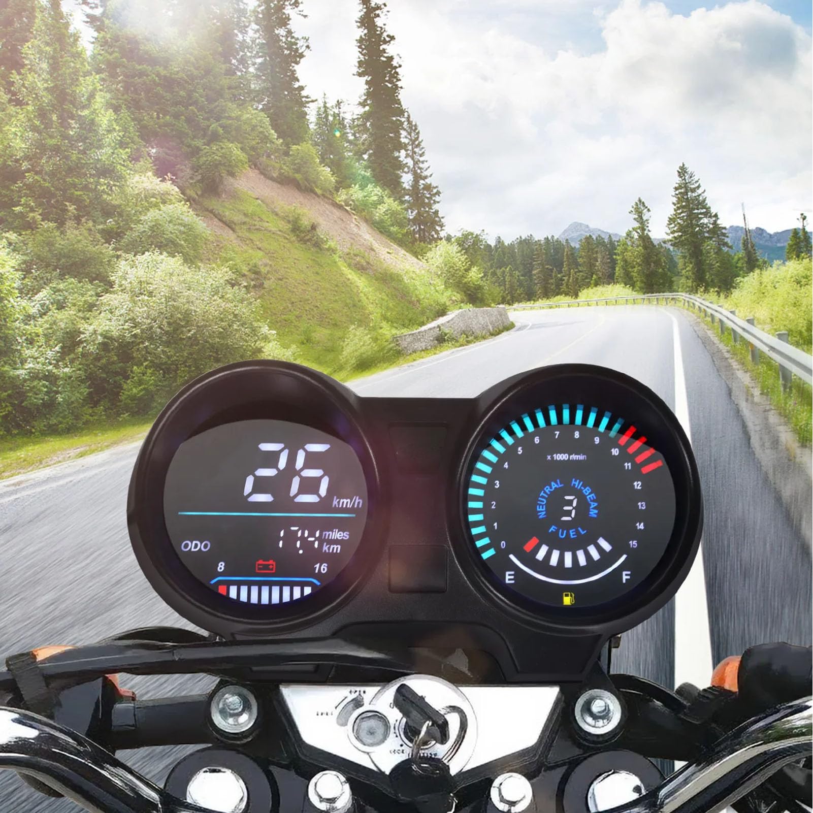 Tachimetro Digitale Per Moto – LCD 12000 RPM, Contachilometri E Indicatore Olio, Compatibile Con Yamaha YBR 125