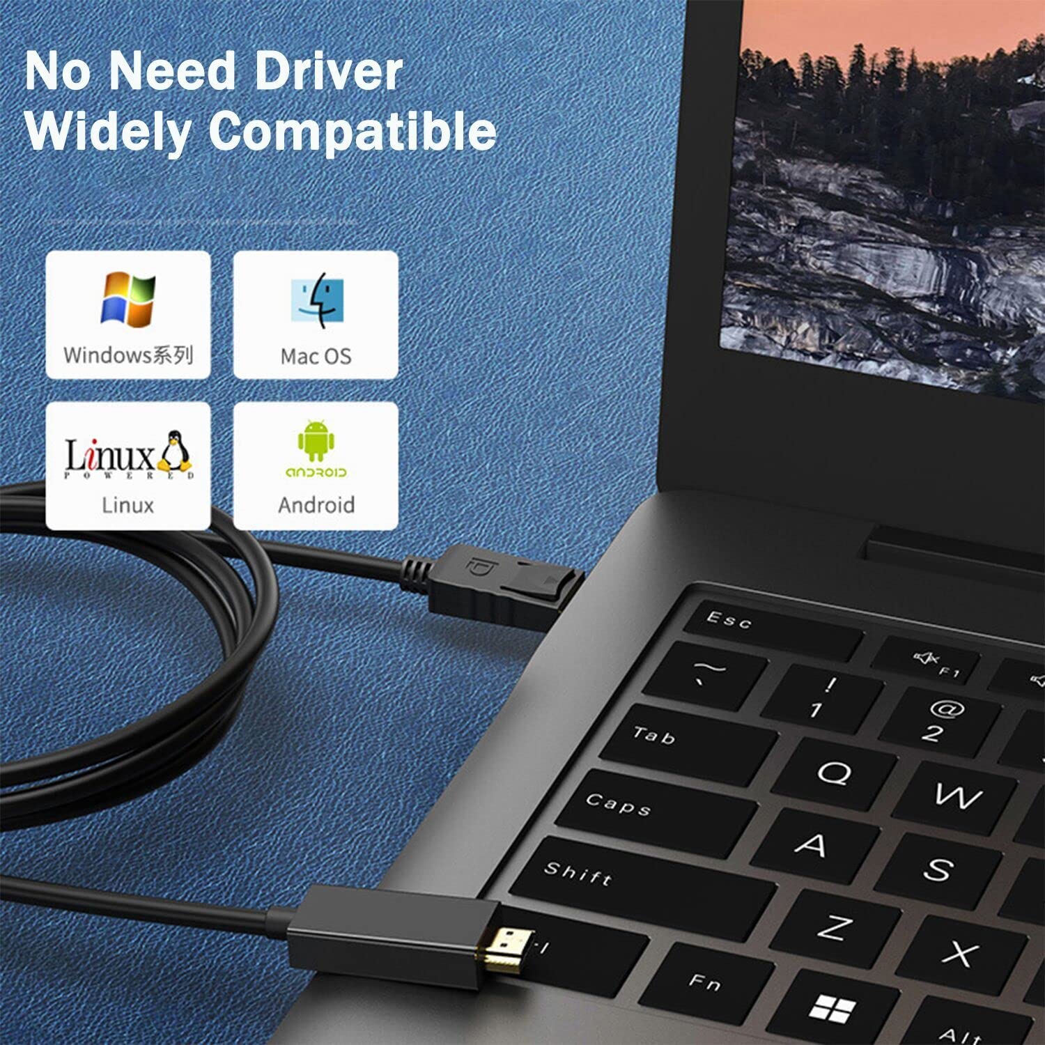 Cavo adattatore da DisplayPort a HDMI 4K 6FT, cavo ad alta velocità Ankky (1440P 60Hz, 1080P 120Hz) unidirezionale DP a HDMI compatibile con Dell, HP, Insignia, Samsung e altre marche