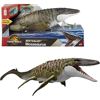 Mattel Jurassic World Bite N Blast Mosasaurus and Mini Dinosaur