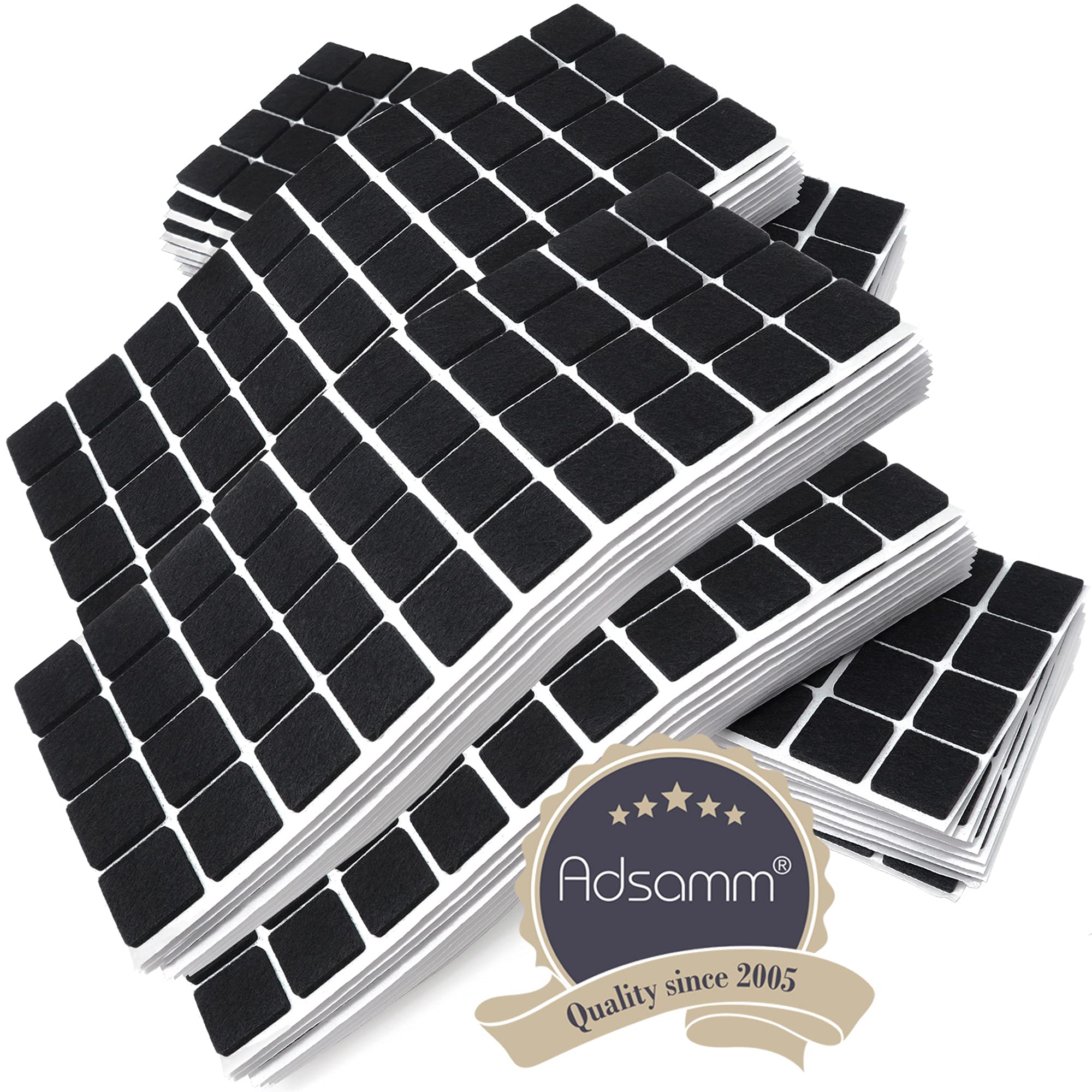Adsamm 2000 x self-Adhesive Felt Pads Black 0 98x0 98 25x25 mm Square 0 138 3 5 mm — view 4