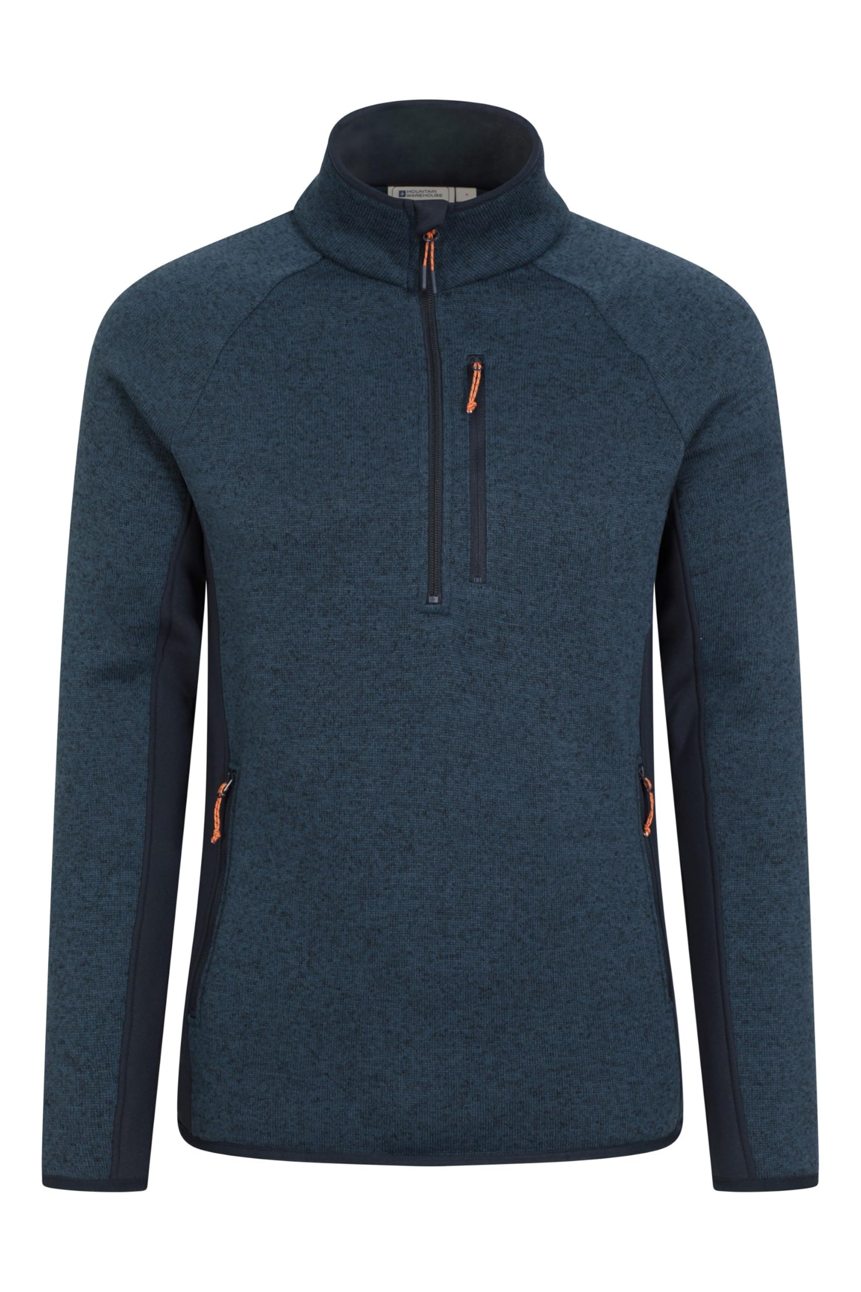 Mountain Warehouse Mens Half-Zip Fleece - Anti-pill, Stretch Panels Sweatshirt - Best for Camping, Outdoors, Travelling & Hiking Navy L