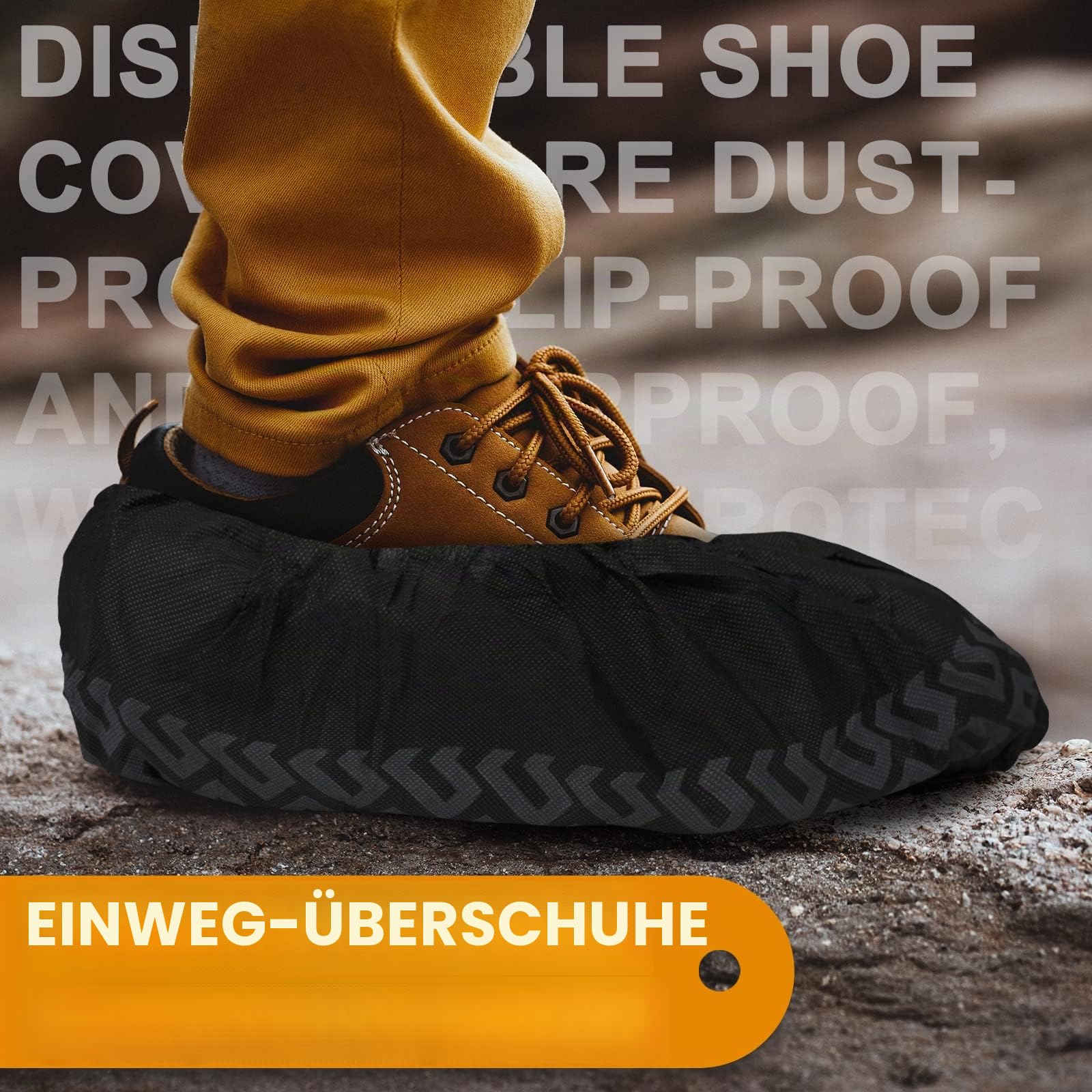 300er-Pack Einweg-Schuhüberzieher, Langlebige, rutschfeste Einweg-Schuhüberzüge, Schwarze wiederverwendbare Booties Schuhabdeckung für drinnen Eine Größe passt am besten (300)