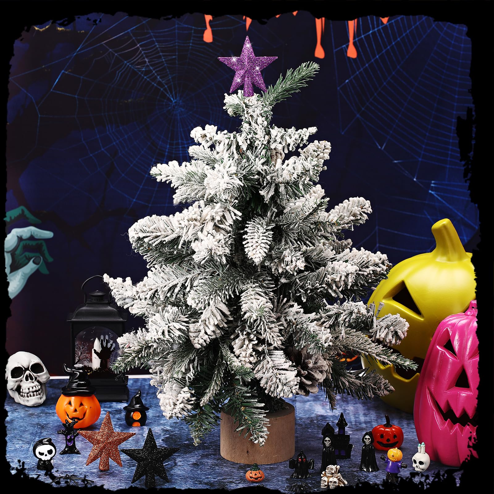 6 cm ster voor kerstboom, mini-kerstboom-topper, kleine kerstboompiek, mini-sterren ter decoratie van de kleine kerstboom (4,5 cm glitter: rood goud zilver