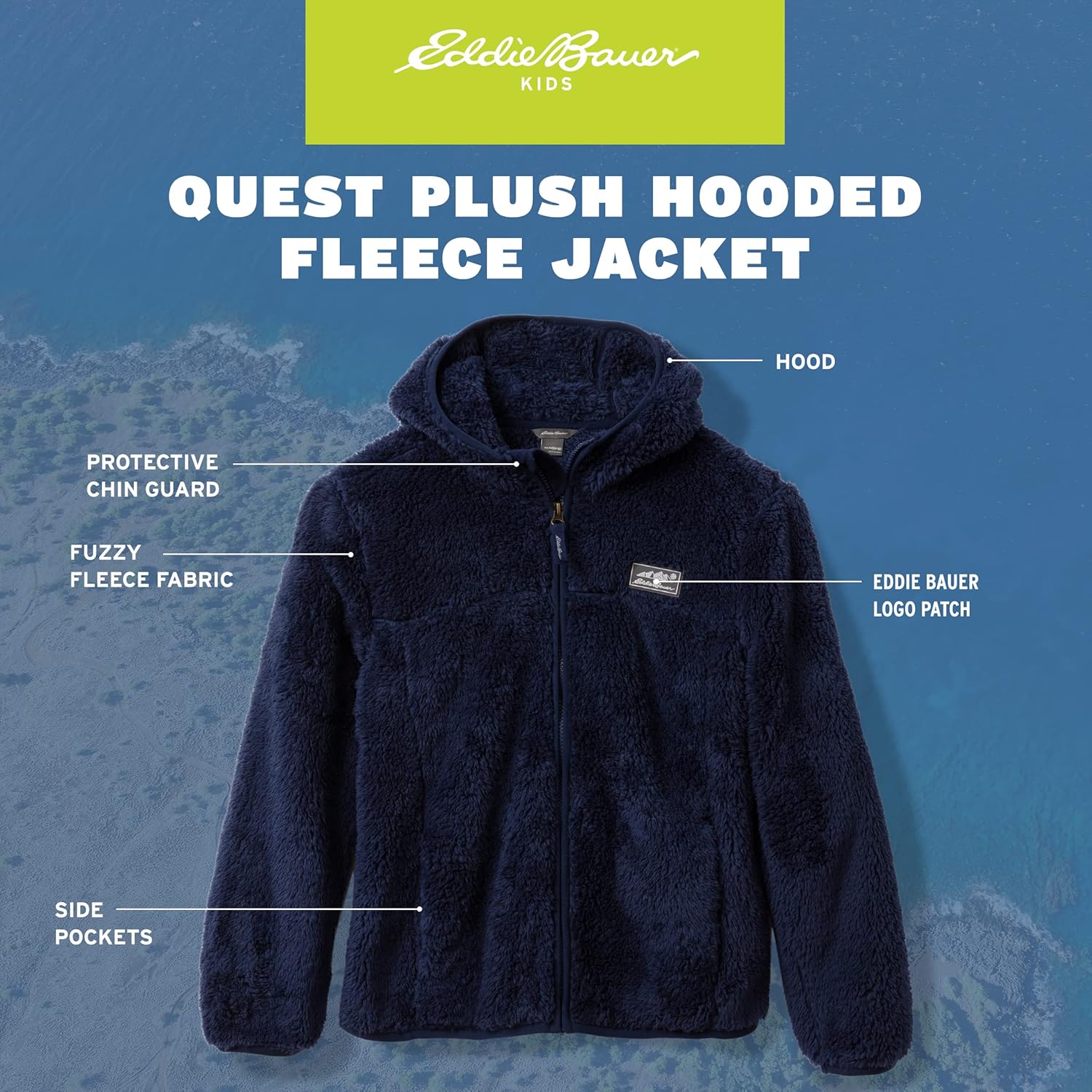 Eddie Bauer unisex-child Zip Up - Kids' Full Zip Ultra Soft Sherpa Fleece Hoodie Sweatshirt for Boys and Girls (5-20) - Image 2