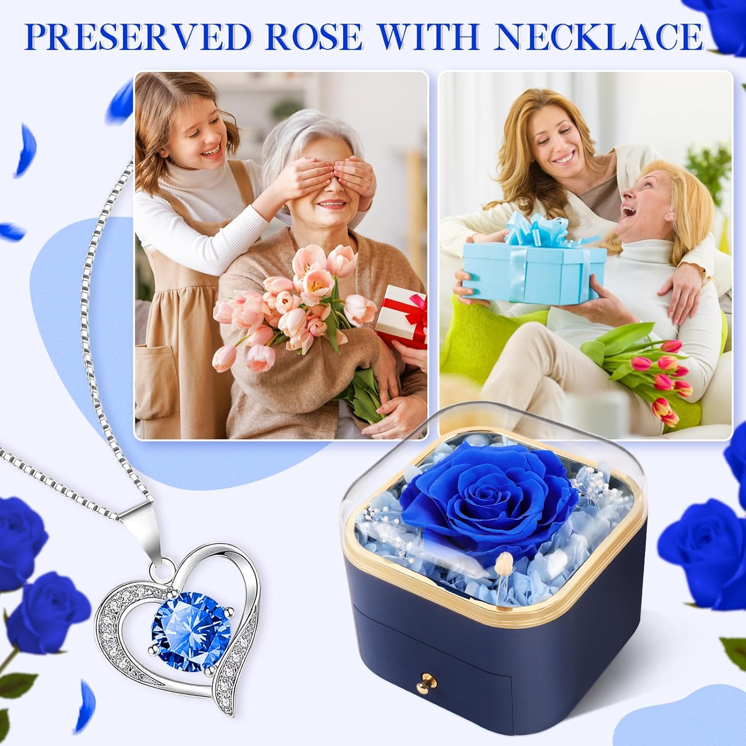 Beferr Valentines Day Gifts for Her Preserved Real Rose with Necklace Eternal Roses Forever Flowers for Delivery Prime Mothers Anniversary Birthday Gifts for Women Mom Grandma Wife Daughter Girlfriend - Image 9