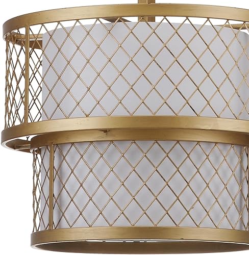 Miniatura 2 de SAFAVIEH Lighting Collection Evie Farmhouse - Lámpara colgante ajustable de 17 pulgadas de diámetro, color dorado antiguo (bombillas LED incluidas)