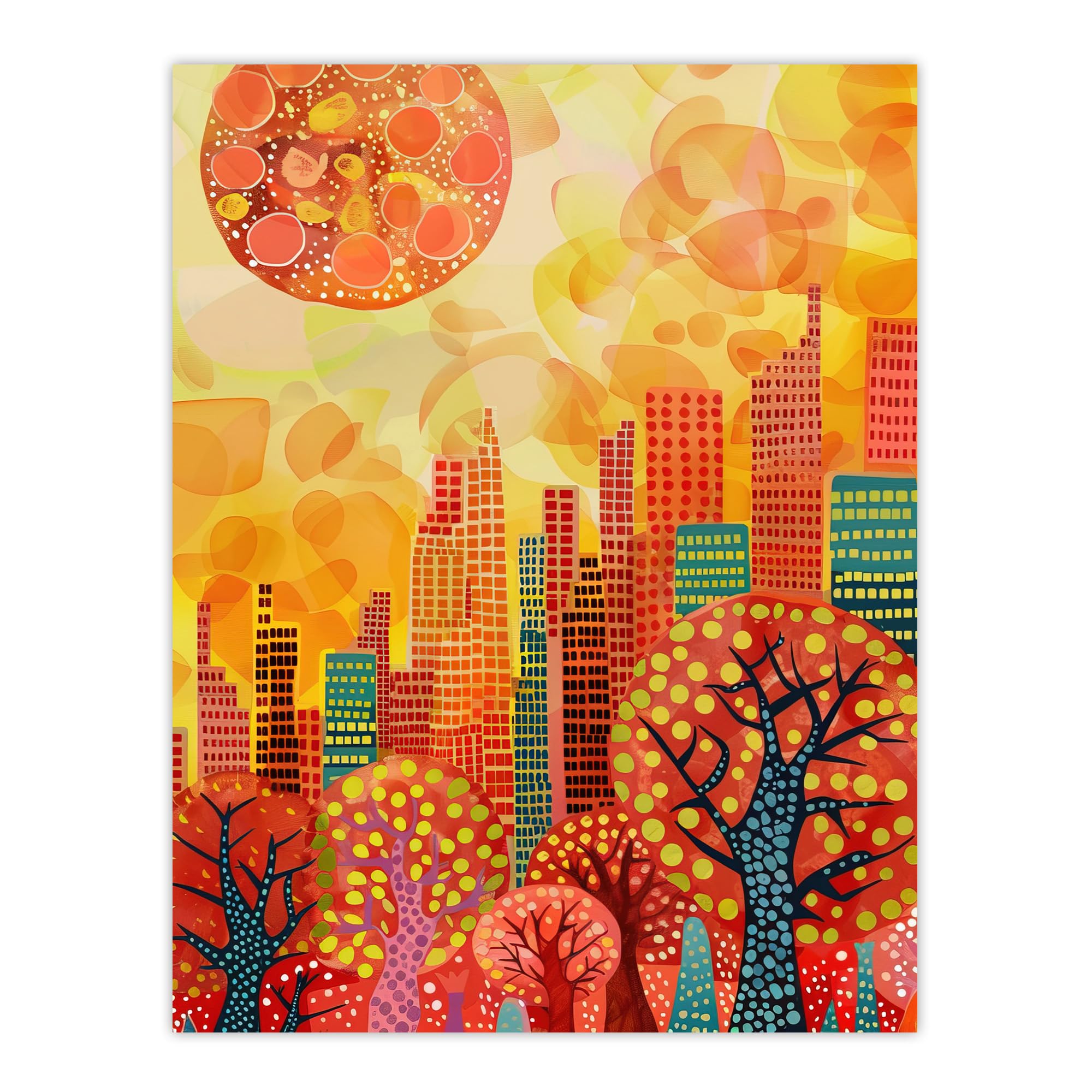 Artery8 Autumn Sunset in Central Park Painting NYC Living Room Extra Large XL Wall Art Poster Print
