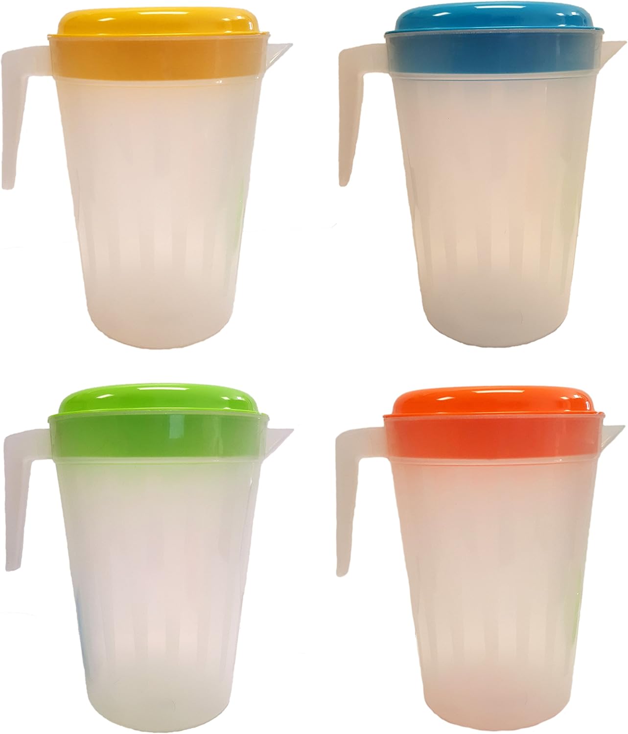 Set of 4 Plastic 3 Quart Pitchers With Lids 5 Assorted