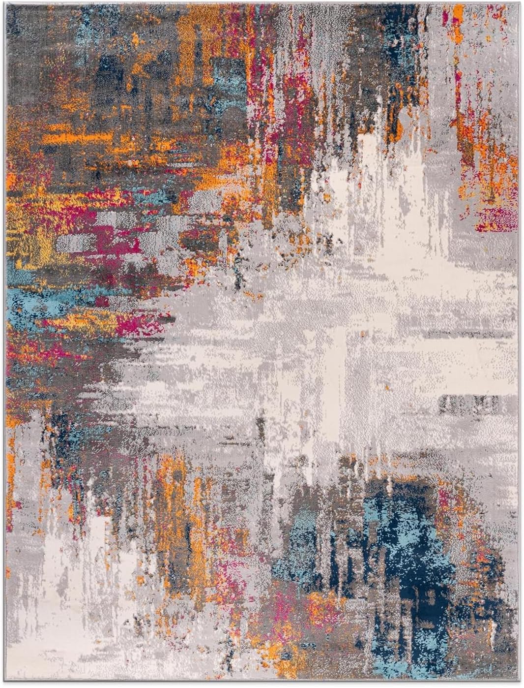 Tapis de salon 110x190cm rectangulaire gris abstrait moderne