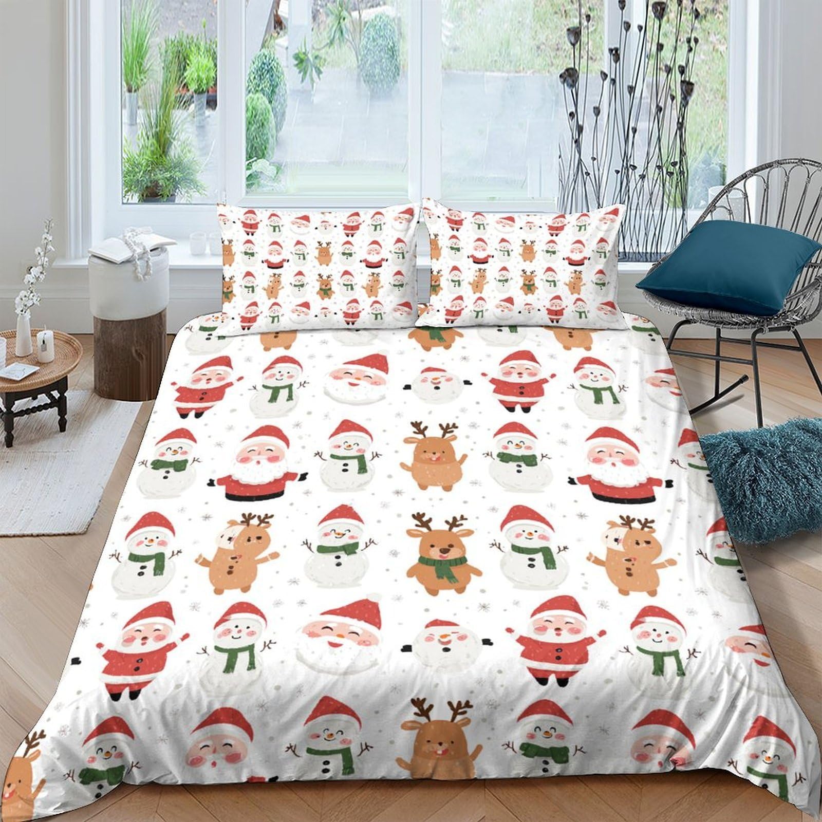 Ctjqhvkz Style-3 3D Printed Christmas Santa Fitted Sheet Microfiber Soft Festive Reindeer Bed Cover For Bedroom Guest Room Decor Single（135X200cm）