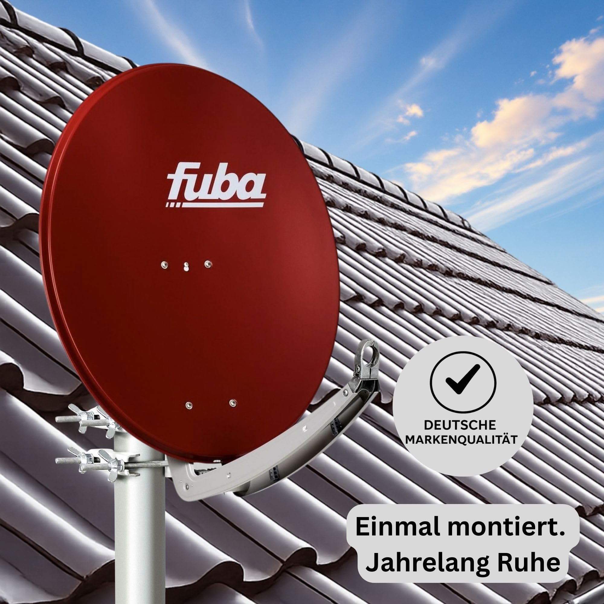 Premium X Satelliten-Komplettanlage Fuba DAA 780 R Satellitenschüssel Alu Rot Quad LNB schwarz 8X F-Stecker für 4 Teilnehmer