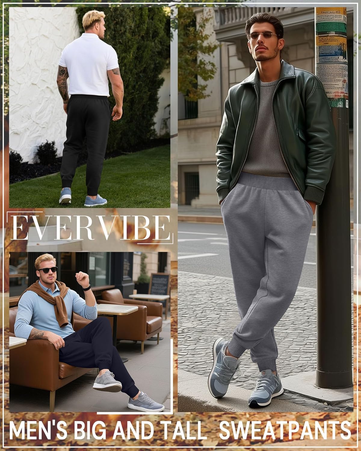 3 Pack Men's Big and Tall Joggers Baggy Sweatpants Casual Lounge Workout Athletic Plus Size Pant with Pockets - Image 4